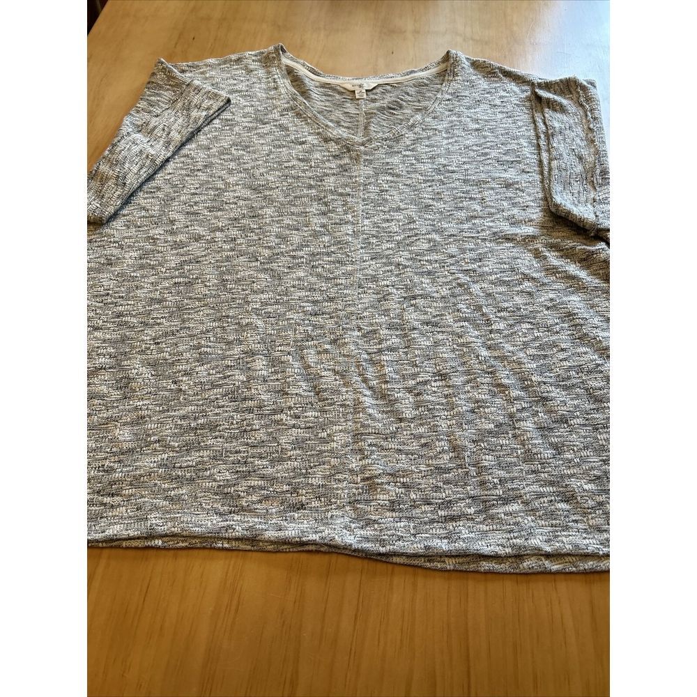 Terra & Sky Plus Size Gray White Cap Sleeve Blouse Women's Size 3X - Picture 3 of 8